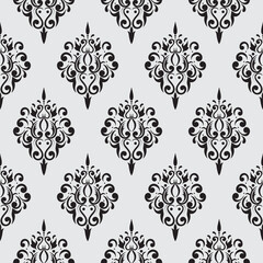 Vintage Damask seamless pattern in black and white vector design