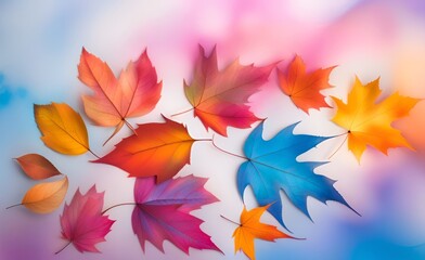 Fototapeta na wymiar Beautiful autumn background with maple leaves