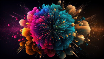 Multicolored abstract fireworks background