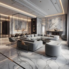The subtle color change of the marble adds vitality to the space. Generative Al