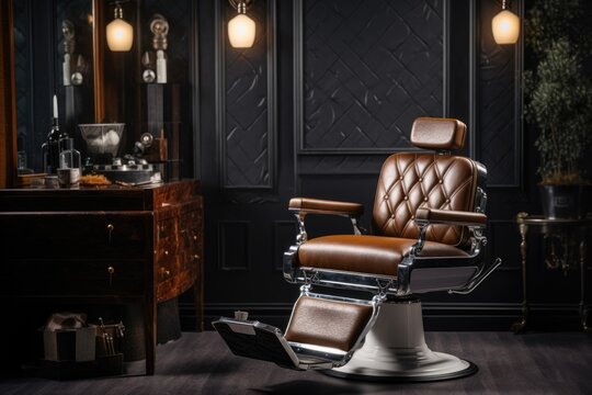 Stylish barber chair, barbershop for men