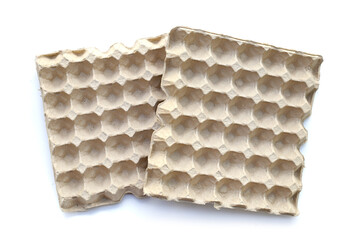 Paper egg crate tray on white background.