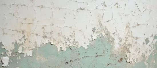 Crédence de cuisine en verre imprimé Vieux mur texturé sale Cracked and chipped old white and greenish painted wall texture