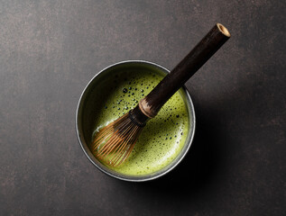 Matcha on dark background.