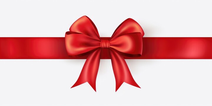 A red ribbon with a bow on a clean white background. Perfect for gift wrapping or adding a decorative touch to any project.