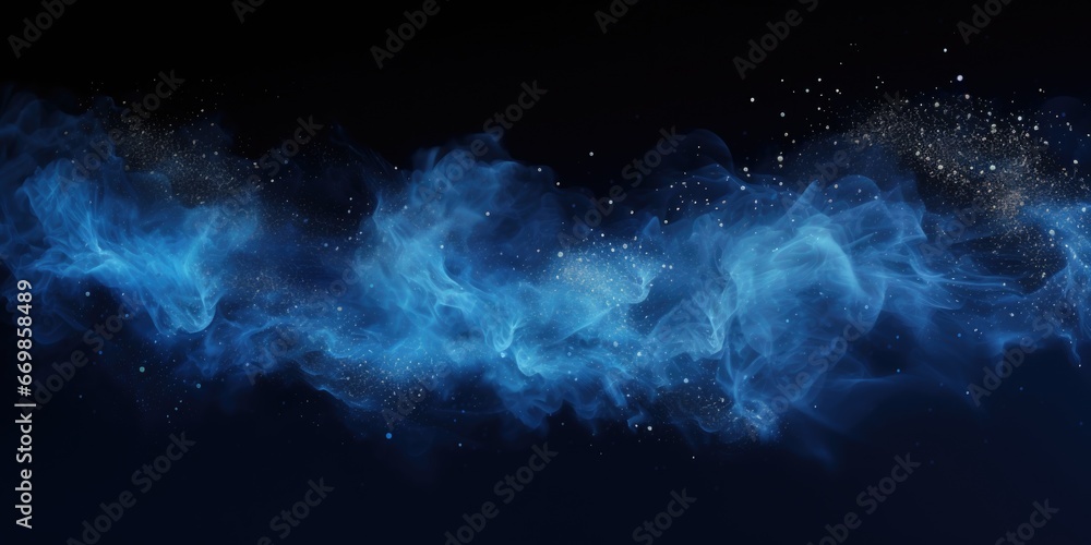 Poster a picture capturing a blue smoke cloud in the air. this image can be used to represent mystery, atmo