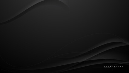 black abstract background with wavy lines composition and space area for text
