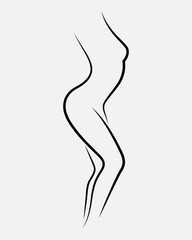 Beautiful logo Silhouette. Beauty woman fitness figure. Lady poses drawn in vector lines. Vector illustration