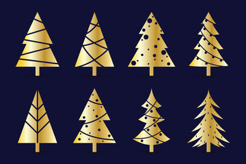 Obraz premium Collection of hand drawn flat Christmas trees. Vector illustration.
