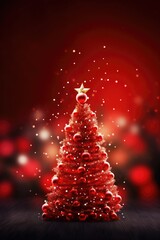 A vibrant red Christmas tree adorned with a shining star on top. Perfect for festive holiday decorations and creating a warm and joyful atmosphere
