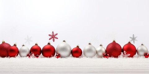 A row of red and silver Christmas ornaments. Perfect for festive holiday decorations - Powered by Adobe