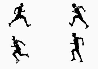 silhouette run man. vector people running silhouettes