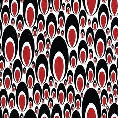 Red and black abstract oval shapes seamless pattern - 669861245