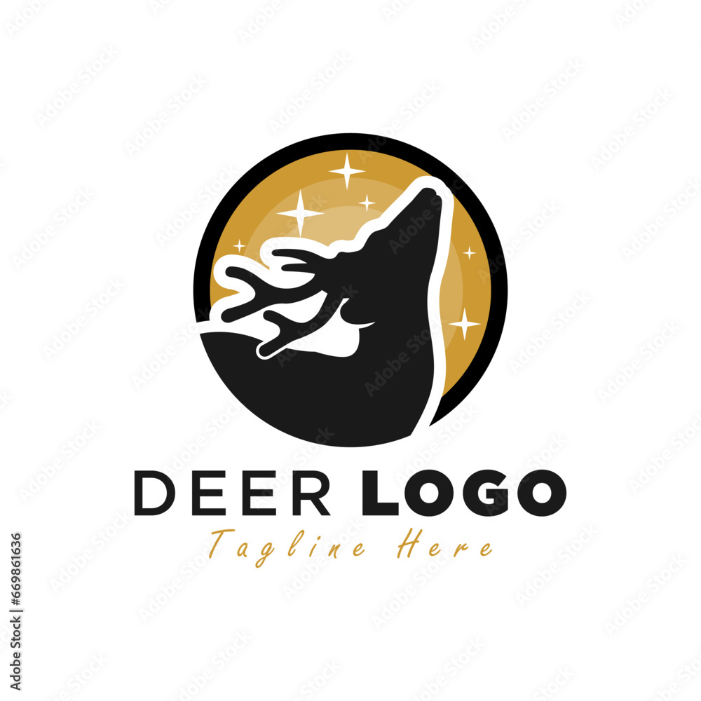 Sticker deer circle vector illustration logo