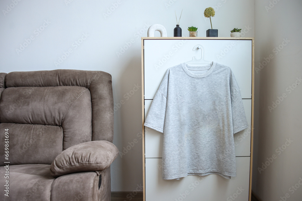 Wall mural Grey cotton oversized t-shirt mock-up. 