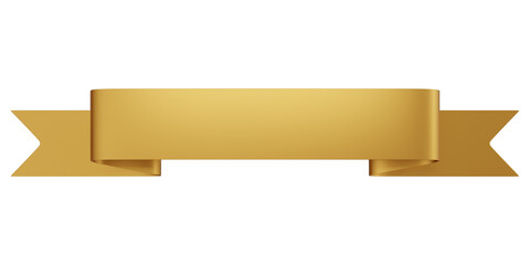 3d Rendering Ribbon gold color for promotion or sale or celebration transparent