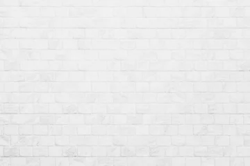 Poster Mur de briques White grunge brick wall texture background for stone tile block in grey light color wallpaper interior and exterior and room backdrop design. Abstract white brick wall texture for pattern background.