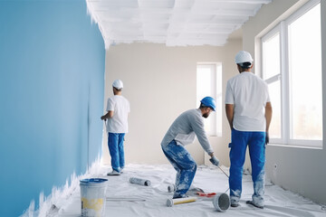 house painters painting a wall