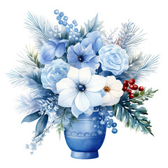 watercolour bouquet of blue flowers