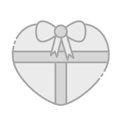 Love Gift Box Greyscale Icon Vector Illustration Isolated on Transparent Background. Use for Xmas, Decoration, Greeting Card Etc.