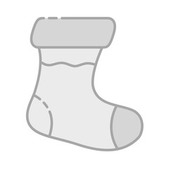 Christmas Socks Greyscale Icon Vector Illustration Isolated on Transparent Background. Use for Xmas, Decoration, Greeting Card Etc.