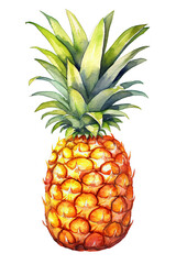 pineapple watercolor clipart cute isolated on white background
