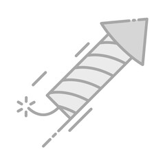 Fireworks Greyscale Icon Vector Illustration Isolated on Transparent Background. Use for Xmas, Decoration, Greeting Card Etc.