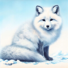Obraz premium A Watercolor Arctic Fox