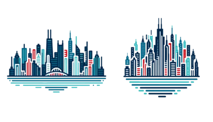 Rollo skyline silhouette Chicago vector illustration famous tourist city landscape © SachiDesigns