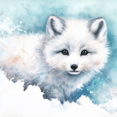 Obraz premium A Watercolor Arctic Fox