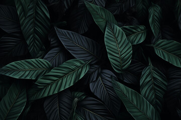 black and green tropical leaves background