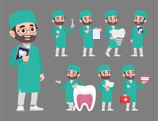 Dentist character and dental care concept
