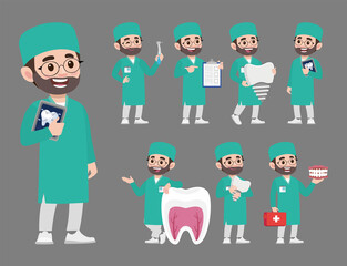Dentist character and dental care concept