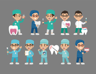 Dentist character and dental care concept