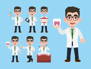 Dentist character and dental care concept