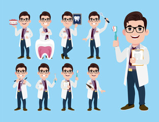 Dentist character and dental care concept