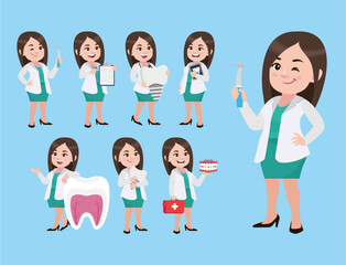 Dentist character and dental care concept