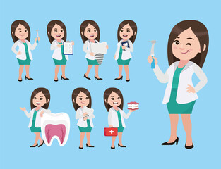 Dentist character and dental care concept
