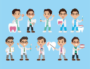 Dentist character and dental care concept