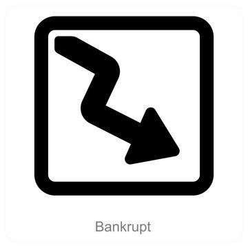 Bankrupt and diagram icon concept