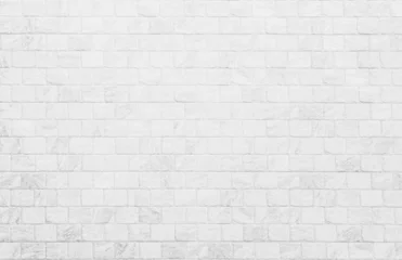 Crédence de cuisine en verre imprimé Mur de briques White grunge brick wall texture background for stone tile block in grey light color wallpaper interior and exterior and room backdrop design. Abstract white brick wall texture for pattern background.