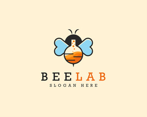 bee lab logo vector icon illustration design template, bee logo design template