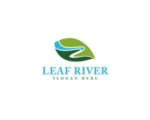 River eco leaf logo design vector icon symbol nature green leaf logo