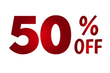 50 Percent off text on transparent background for design elements flash sale discount concept