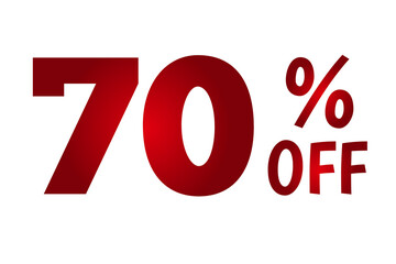 70 Percent off text on transparent background for design elements flash sale discount concept