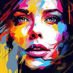Colorful artistic female portrait