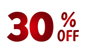 30 Percent off text on transparent background for design elements flash sale discount concept