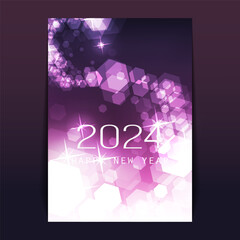Abstract New Year Flyer, Card or Cover Design with Blurry Frozen Ice Crystals Pattern for Year 2024