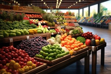 Fototapeta na wymiar fresh fruit and vegetables in a basket, generative ai