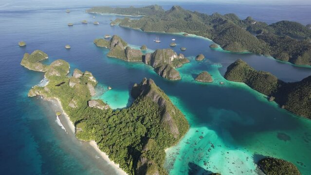 Aerial view of Wayag Islands, Raja Ampat Indonesia.